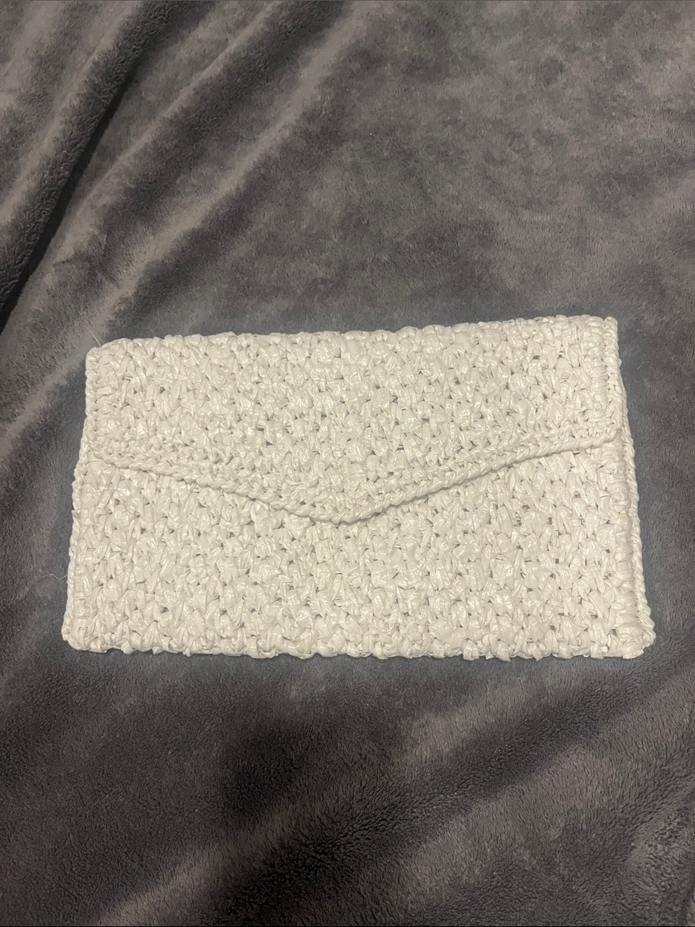 Hand Crafted White Woven Envelope Clutch